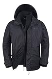 Mountain Warehouse Fell Wasserfeste 3 in 1 Herren Winterjacke, Warmer Fleecejacke, Regenjacke, Herrenjacke, Funktionsjacke, Allwetterjacke, Doppeljacke, Übergangsjacke, Winter Schwarz XXX-Large