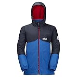 Jack Wolfskin B ICELAND 3IN1 JKT, wasser- und winddichte Outdoor Jacke, Winterjacke für Jungen mit warmer Fleece-Innenjacke, robuste Regenjacke für Jungen mit Reflektoren,coastal blau,152