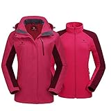 CAMEL CROWN Damen Outdoor 3-in-1 Skijacke mit Fleece Jacke, Wasserdicht Winddicht Warm Atmungsaktiv Winterjacke mit Kapuze Abnehmbare und Taschen, Doppeljacke Regenjacke Funktionsjacke Damenjacke