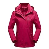 Comcrib Damen 3 in 1 Jacke Winddicht Wasserdicht Outdoor Jacke Atmungsaktiv Warme Skijacke Wanderjacke mit Fleecejacke Kapuze Abnehmbare Jacke Funktionsjacke Damenjacke Winter