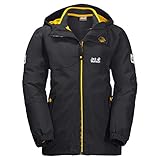 Jack Wolfskin B ICELAND 3IN1 JKT, wasser- und winddichte Outdoor Jacke, Winterjacke für Jungen mit warmer Fleece-Innenjacke, robuste Regenjacke für Jungen mit Reflektoren,phantom,152