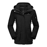 CAMEL CROWN Damen Ski 3-in-1-Jacke 2 Stück Outdoor Wasserdicht Winddicht Fleece Innen Kapuzenmantel