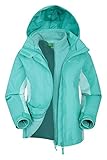 Mountain Warehouse Lightning wasserfeste 3-in-1-Kinder-Jacke - Triclimate-Jacke mit versiegelten Nähten, abnehmbare Kapuze, Fleece-Futter, mehrere Taschen Blaugrün 140 (9-10 Jahre)